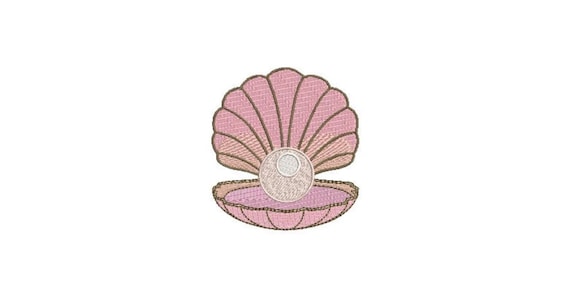 Pink Pearl Shell Machine Embroidery File design  - 4x4 inch hoop - instant download - Seashell embroidery design