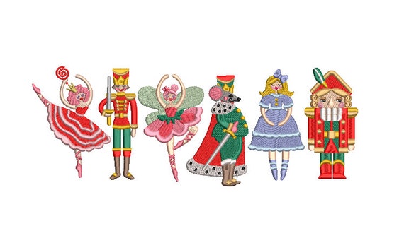 Nutcracker Set of 6 files Christmas Designs - Machine Embroidery File design - 4x4 inch hoop - instant download