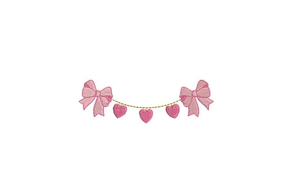 Heart Bow Swag Machine Embroidery File design - 4x4 inch hoop - Bow Embroidery Design