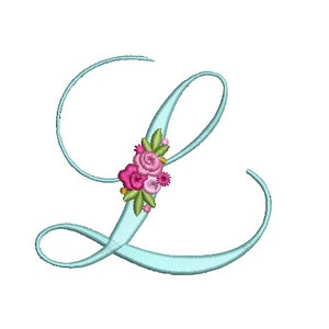 Pretty Rose Script LETTER L Machine Embroidery File design - 5 x 7 pulgadas hoop - Monogram design