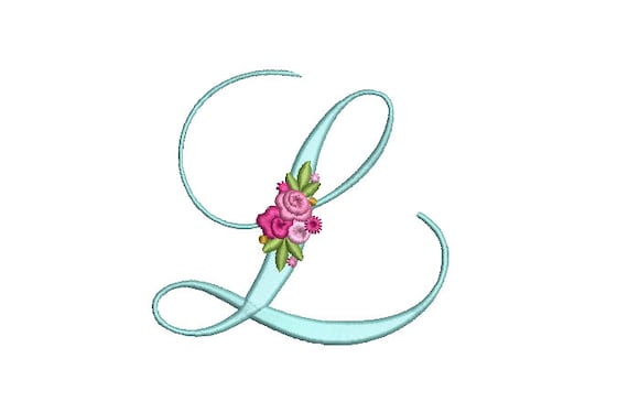 Pretty Rose Script LETTER L  Machine Embroidery File design - 5 x 7 inch hoop - Monogram design