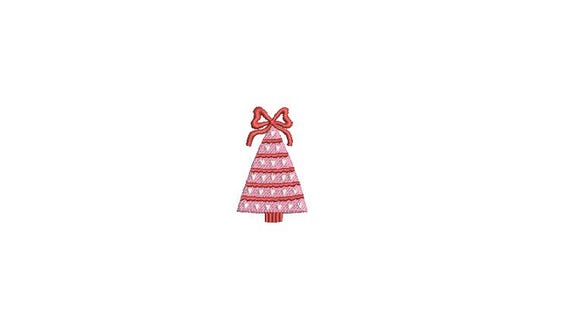 Mini Xmas Tree Christmas Embroidery - Machine Embroidery File design - 4x4 inch hoop - 2 inches Tall Tree - Christmas Embroidery Design