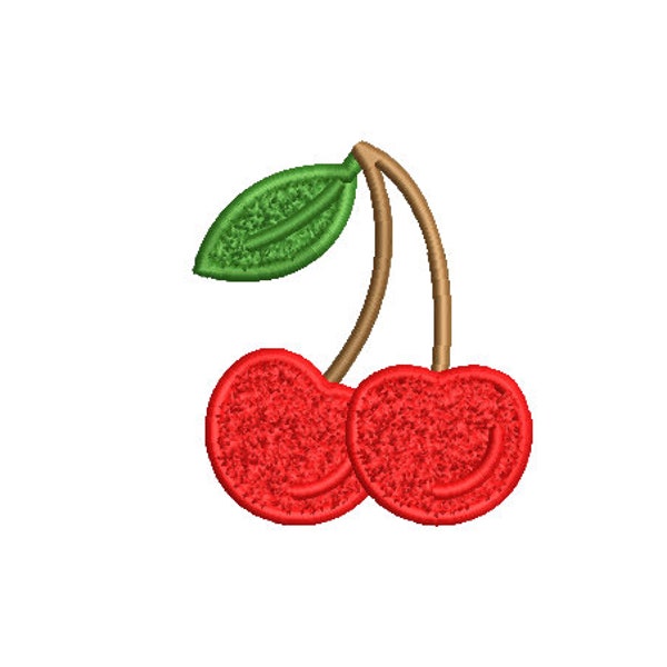 Chenille Cherry used with 3D Puffy Foam -  Machine Embroidery File design 4x4 inch hoop - 3 inch size design