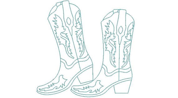Cowgirl Boots - Cowboy Boots Machine Embroidery File design - 8x8 inch hoop - Redwork Boots