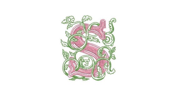 Letter S Flourish Monogram - Machine Embroidery File design - 4x4 inch hoop