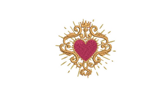 Ruby Milagro Charm Heart Mexican  - Machine Embroidery File design - 4 x 4 inch hoop - Sacred Heart Embroidery