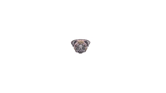 Mini Pug Dog Face Embroidery File design - 4 x 4 inch hoop  - instant download - 3cm