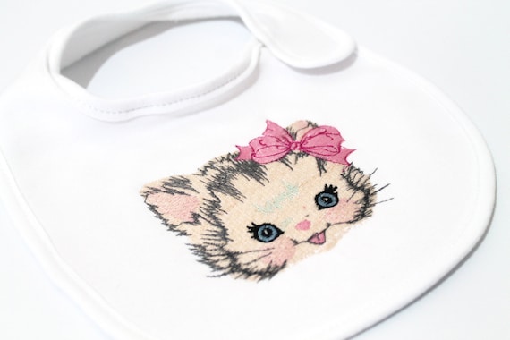 Machine Embroidery Vintage Kitty with Bow Machine Embroidery File design 4 x 4 inch in the hoop ITH