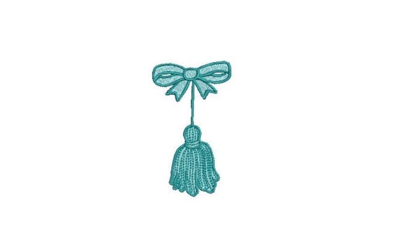 Bow Tassel Machine Embroidery File design - 3 x 3 inch hoop - Monogram Design - Bow embroidery Design