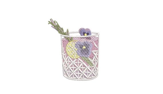 Ink Gin Cocktail - Machine Embroidery File design  - 4x4 hoop - Celebration embroidery