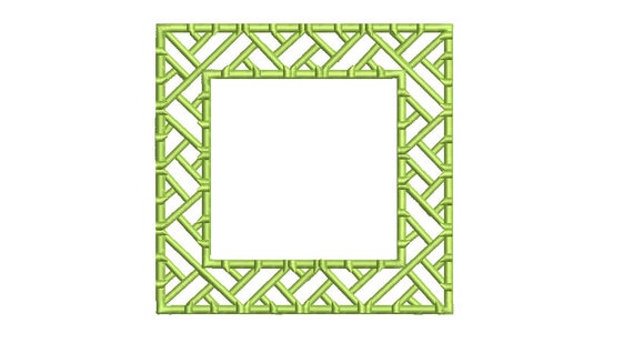 Chinoiserie Chic Square Bamboo Frame Machine Embroidery File design 5x7 hoop
