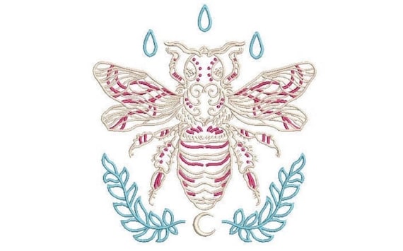 Artistic Bee Machine Embroidery File - 6 x 10 inch hoop - Bird embroidery file - Machine Embroidery Design digital download