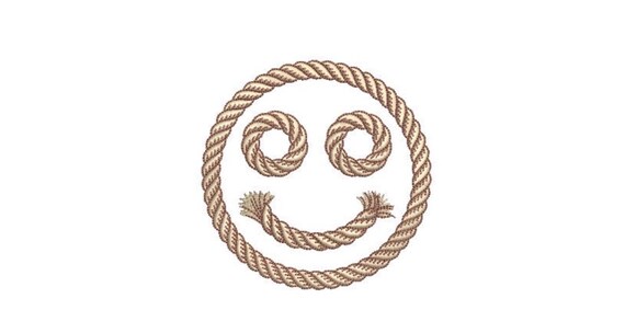Rope Face Machine Embroidery File design -  4 x 4 inch hoop - happy Face Embroidery Design