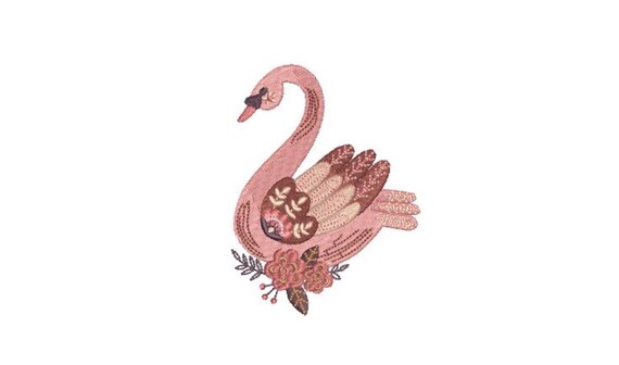 Boho Swan Design - 10cm Swan Machine Embroidery File design 4x4 inch or 10cm x 10cm hoop - instant download