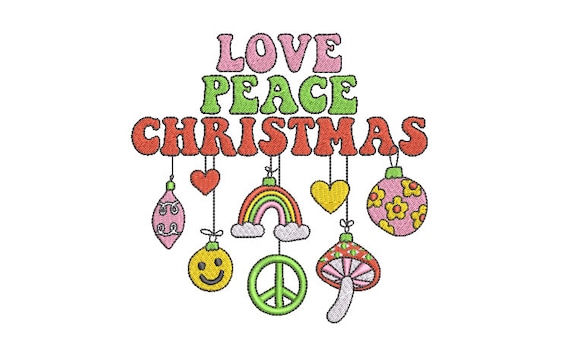 Love Peace Christmas Machine Embroidery File design - 5x7 inch hoop - Instant download - Xmas Embroidery Design