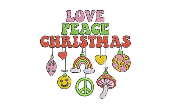 Love Peace Christmas Machine Embroidery File design - 5x7 inch hoop - Instant download - Xmas Embroidery Design