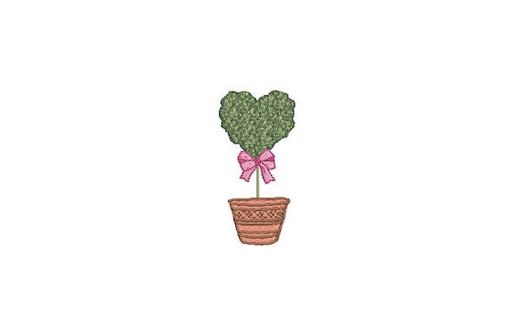 Heart Topiary Tree Embroidery Design -  Machine Embroidery File design - 3 x 3 inch hoop - Instant Download