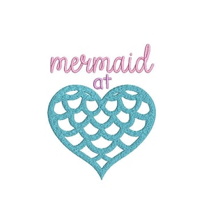 Mermaid Machine Embroidery File design Download 5x7inch - Mermaid At Heart - instant download