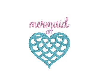 Mermaid Machine Embroidery File design Download 5x7inch - Mermaid At Heart - instant download