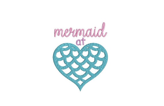 Mermaid Machine Embroidery File design Download 5x7inch - Mermaid At Heart - instant download