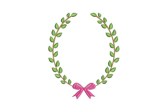 Vine Bow Wreath Frame Flower Wreath Machine Embroidery File design 5x7 inch hoop - instant download