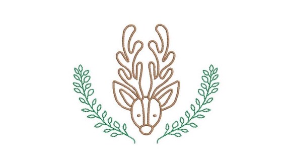 Reindeer Laurel Machine Embroidery File design - 4x4 inch hoop - Christmas Monogram Frame