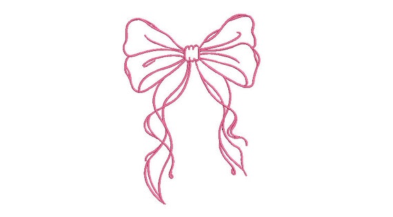 Big Sketched Bow Machine Embroidery File design - 5x7 inch hoop - Pretty Bow Embroidery Design