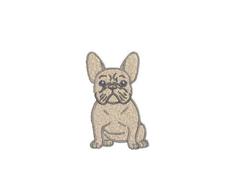 Blue Frenchie Machine Embroidery File design - 3x3 inch hoop - French Bulldog Embroidery - Mini Machine embroidery