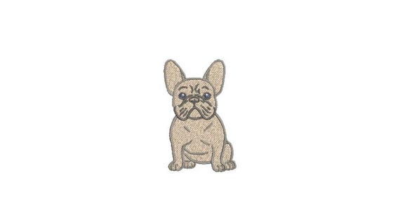Blue Frenchie Machine Embroidery File design - 3x3 inch hoop - French Bulldog Embroidery - Mini Machine embroidery