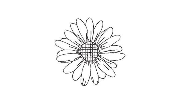Daisy Machine Embroidery File design  - 4 x 4 inch hoop - 10cm hoop - Redwork Embroidery Design