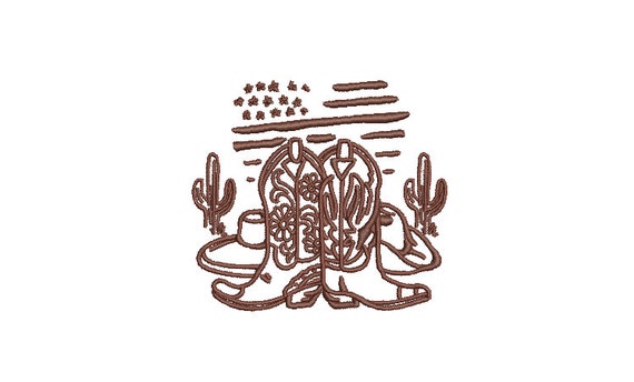 Western Cowboy Love Machine Embroidery File design - 4x4 inch hoop - Cowboy Boots Embroidery Download