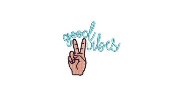 Peace Hand - Good Vibes #2 - Urban Modern - Machine Embroidery File design - 7cm tall - 4x4 inch hoop