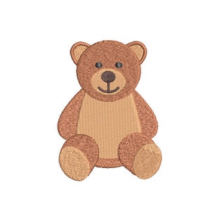 Brown Teddy Bear embroidery - Machine Embroidery File design - 4x4 inch hoop - Instant download