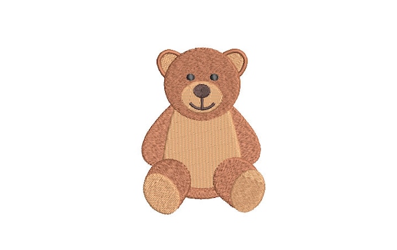 Brown Teddy Bear embroidery - Machine Embroidery File design - 4x4 inch hoop - Instant download