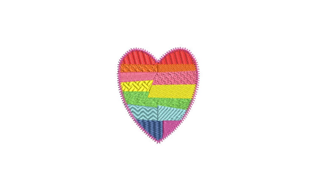 Patchwork Rainbow Heart Machine Embroidery File Design 3 X 3 Inch Hoop ...