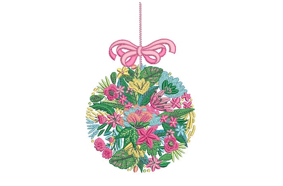 Floral Pomander Embroidery - Machine Embroidery File - design 5x7 inch hoop - Flower Ornament Design