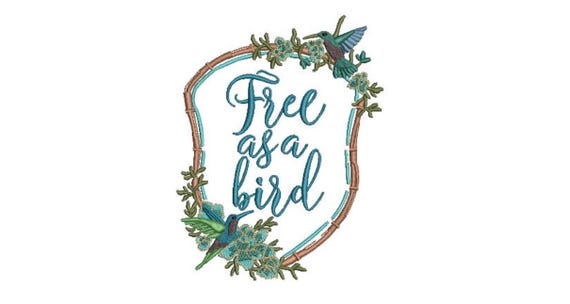 Free As A Bird Crest - Machine Embroidery File design - 5x7 inch hoop - Monogram Frame - Embroidery