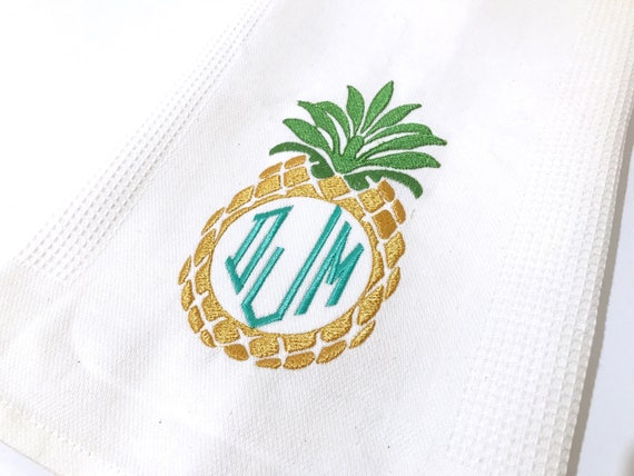 Machine Embroidery Tropical Summer Pineapple Frame Embroidery File design 4x4 inch hoop - Monogram