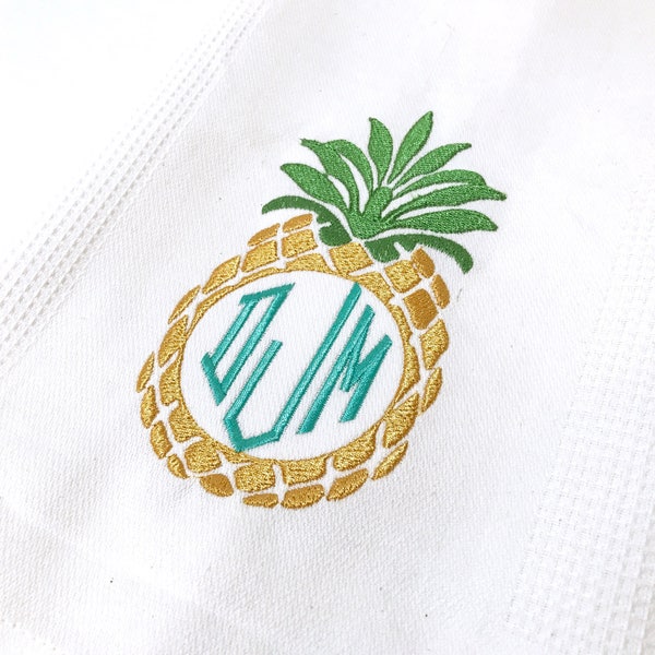 Machine Embroidery Tropical Summer Pineapple Frame Embroidery File design 4x4 inch hoop - Monogram