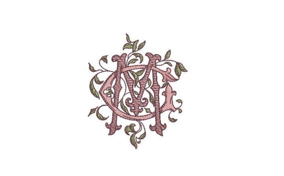 Antique Leafy C M Monogram -  Machine Embroidery File design - 4x4 inch hoop - Vintage Monogram