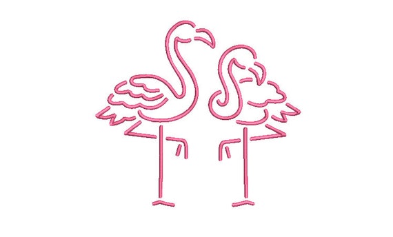 3D Puff Foam - Neon Flamingos Machine Embroidery File design, 5x7 hoop, Neon Sign Embroidery Design