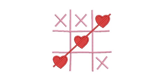 Hearts and Crosses Machine Embroidery File design - 4 x 4 inch hoop - instant download - Valentines Embroidery Design