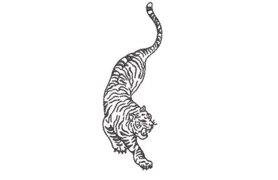 Easy Tiger Machine Embroidery File design - 4x4 inch hoop - Chinoiserie Embroidery Design