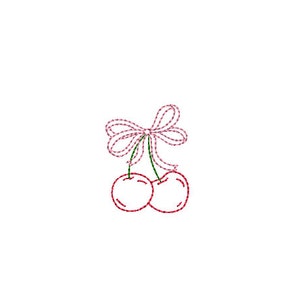 Cherry Bow Embroidery File Download - Machine Embroidery Designs - Coquette Embroidery - 2 inch mini design