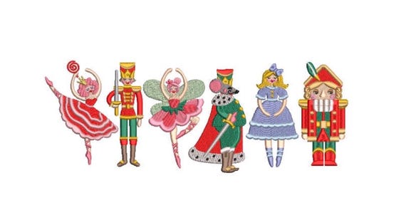 Nutcracker Set of 6 files Christmas Designs - Machine Embroidery File design - 4x4 inch hoop - instant download