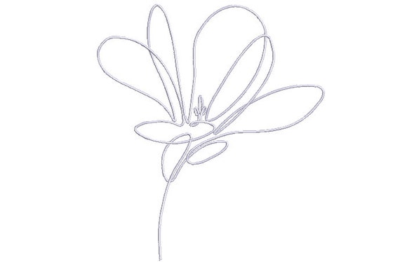 Magnolia Line Art Embroidery - Flower Machine Embroidery File design - 5x7 inch hoop - instant download