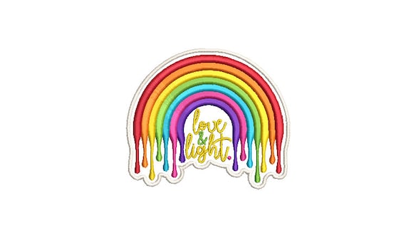 Love & Light Rainbow Patch - Machine Embroidery File design - 4x4 inch hoop - Monogram Frame - Rainbow Embroidery Design