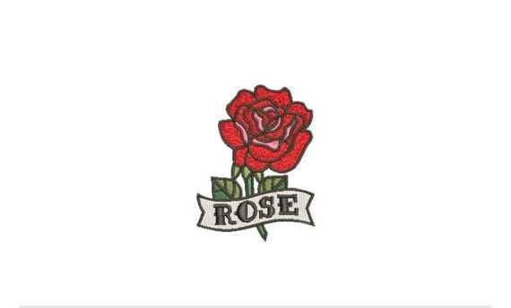 Rose Ribbon Embroidery File design - 3 x 3 inch hoop  - instant download - Retro Rose Tattoo Embroidery Design