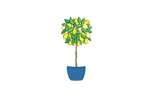 Lemon Tree Machine Embroidery File design - 4 x 4 inch hoop - Topiary Tree