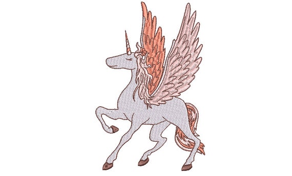 Unicorn Embroidery Design  -Pink Unicorn Pegasus Machine Embroidery File design - 5x7 inch or 13x18cm hoop - instant download